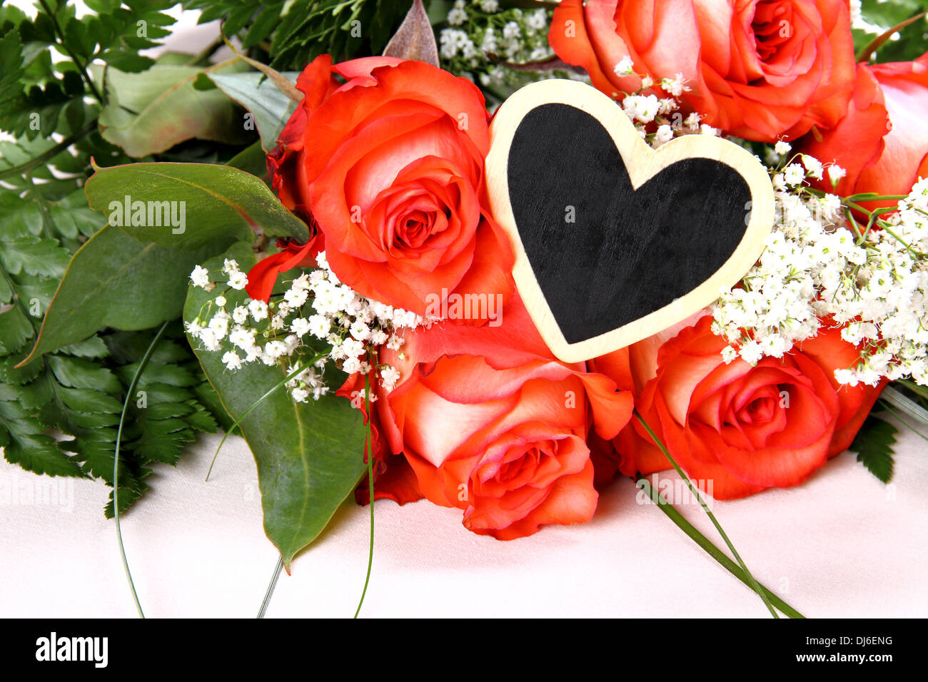 Carte de remerciement avec des roses roses Banque de photographies et d