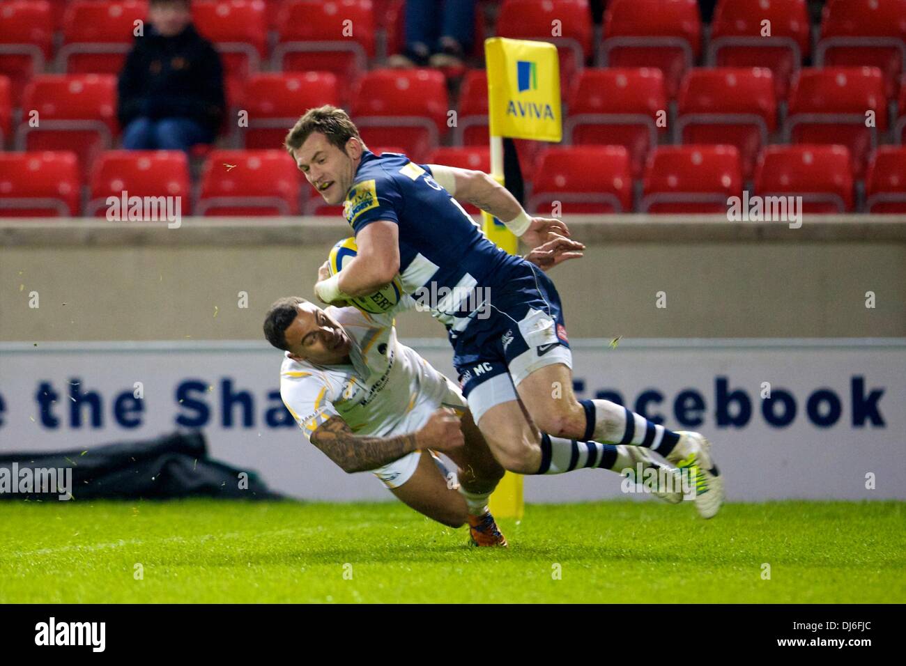 Salford, Royaume-Uni. 22 nov., 2013. Sale Sharks Mark Cueto (aile) au cours de l'Aviva Premiership match entre les Sale Sharks v Worceser Les Guerriers de la stade AJ Bell. Credit : Action Plus Sport/Alamy Live News Banque D'Images