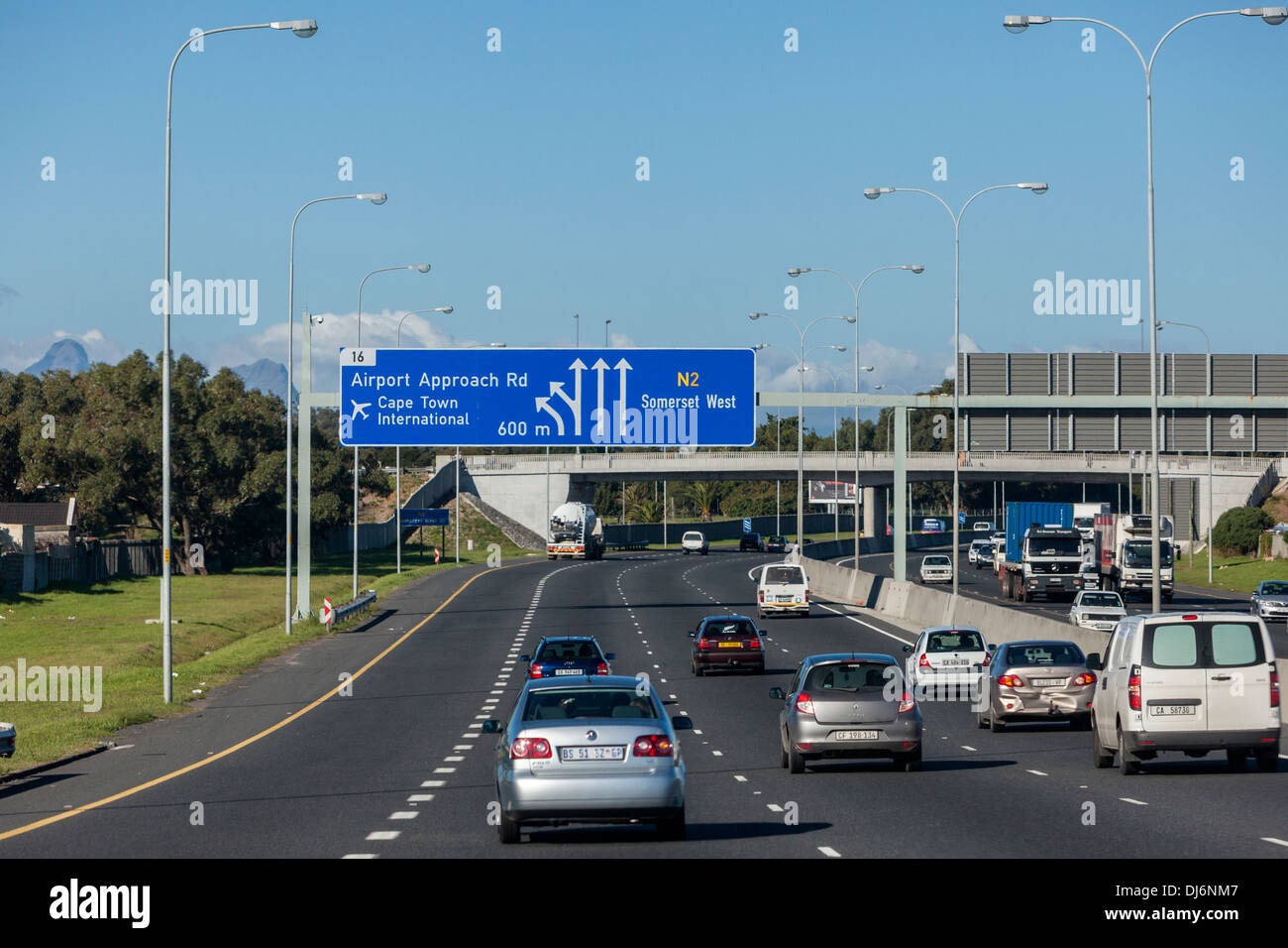 L'Afrique du Sud. La signalisation routière dans les environs de Cape Town, Western Cape Province. Banque D'Images
