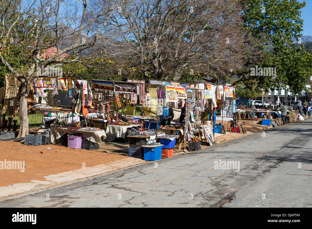 L'Afrique du Sud, Franschhoek. L'artisanat africain et de Souvenirs à vendre. Banque D'Images