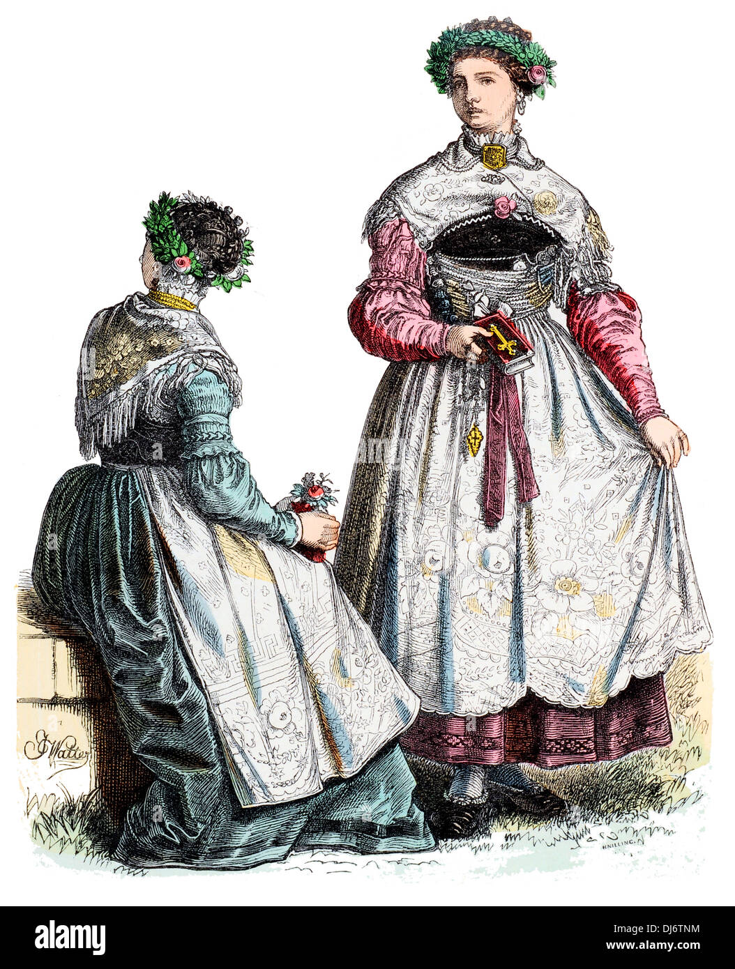 19e siècle Bavaria Starnberg et costume Brautjungfern Banque D'Images