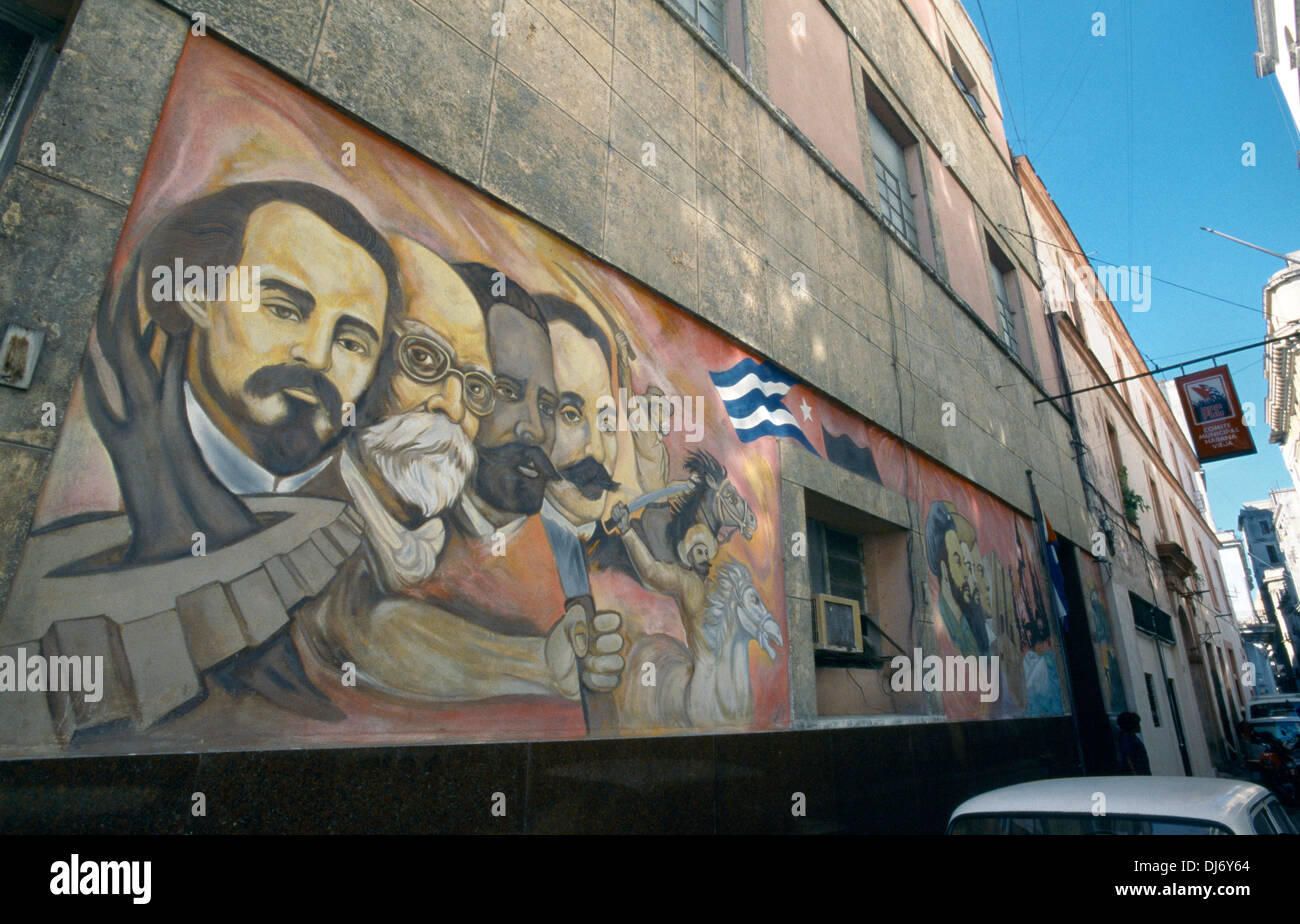 Vieja Cuba La Havane murale révolutionnaire Banque D'Images