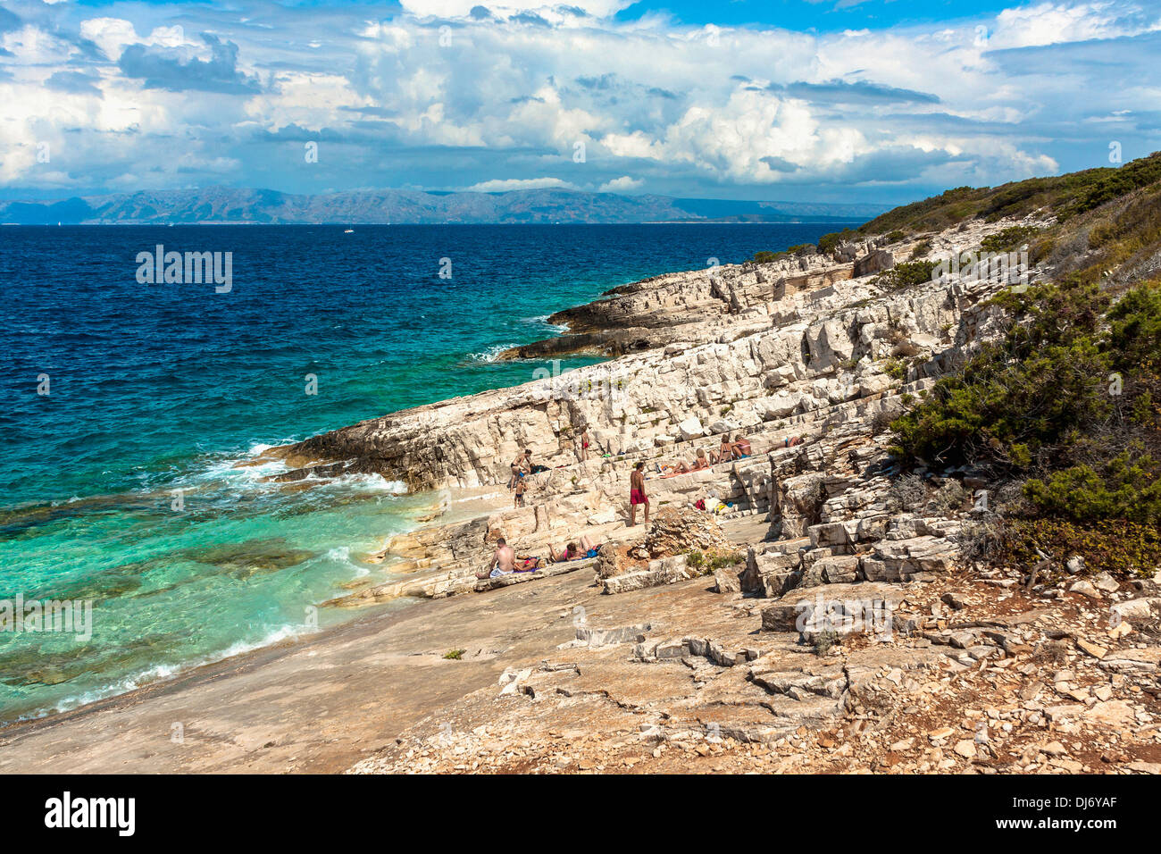 Officiel de Bili Bok Beach sur l'île de Proizd, Croatie Banque D'Images