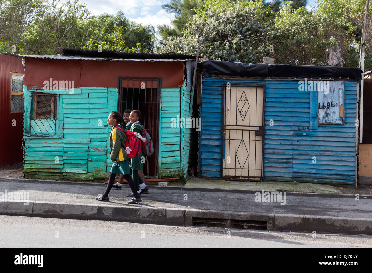 L'Afrique du Sud, Cape Town, Guguletu Township, maisons à faible revenu. Banque D'Images
