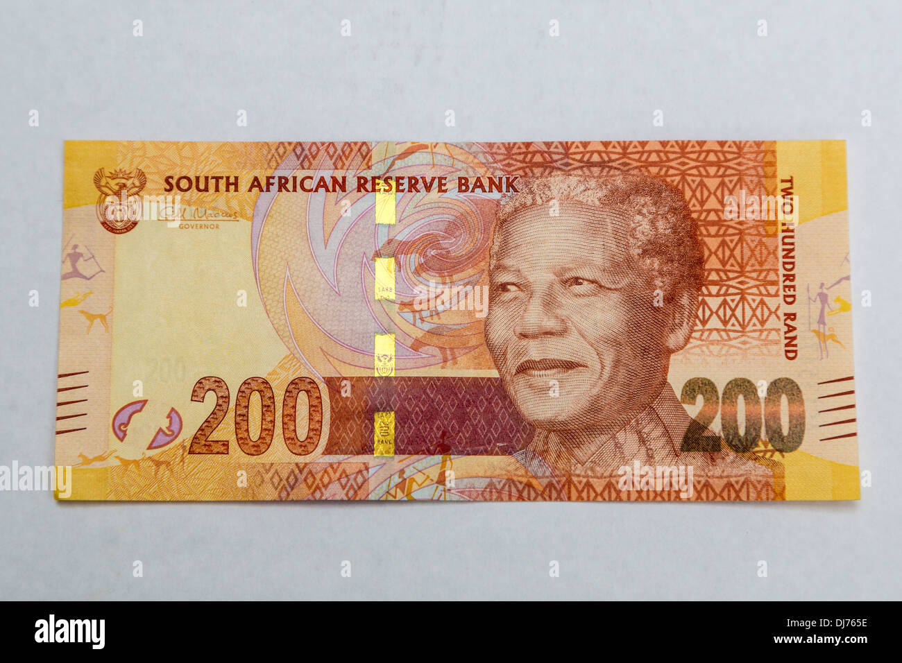 L'Afrique du Sud, Service montrant Nelson Mandela. Deux cents Rand. Banque D'Images
