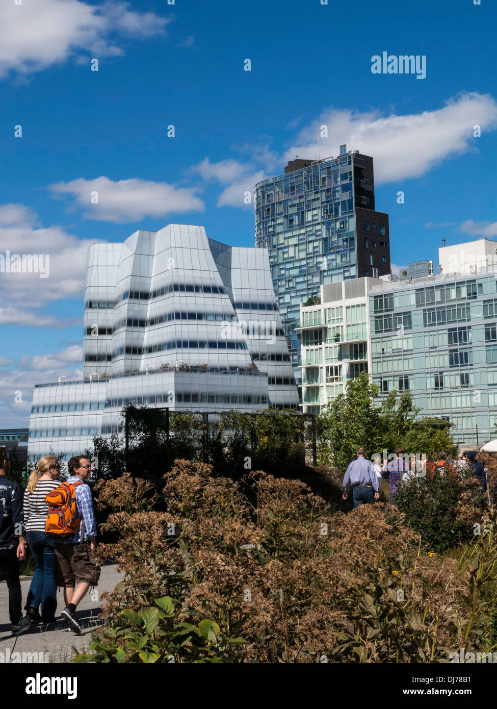 Bâtiment de Frank Gehry, le parc High Line, NYC Banque D'Images