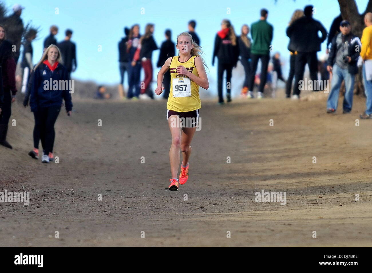 23 novembre 2013 Noyer, CA.Simi Valley High School's Sarah Baxter, un des meilleurs coureurs de filles dans la nation, s'exécute à son quatrième PRIX CAF-Section Sud finale championnat avec un temps de 16:21 à Mt. San Antonio College en noyer, en Californie. Baxter, qui a annoncé la semaine dernière, elle va à l'Université de l'Oregon, a mené son équipe à la section sud-CAF championnat Division 2 et s'exécute dans l'État CAF Rencontrez le Samedi, 30 novembre à Woodward Park à Fresno, Californie. Josh Thompson/Cal Sport Media Banque D'Images