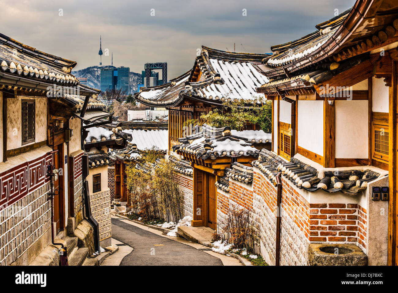 Séoul, Corée du Sud, à l'arrondissement historique de Bukchon Hanok. Banque D'Images