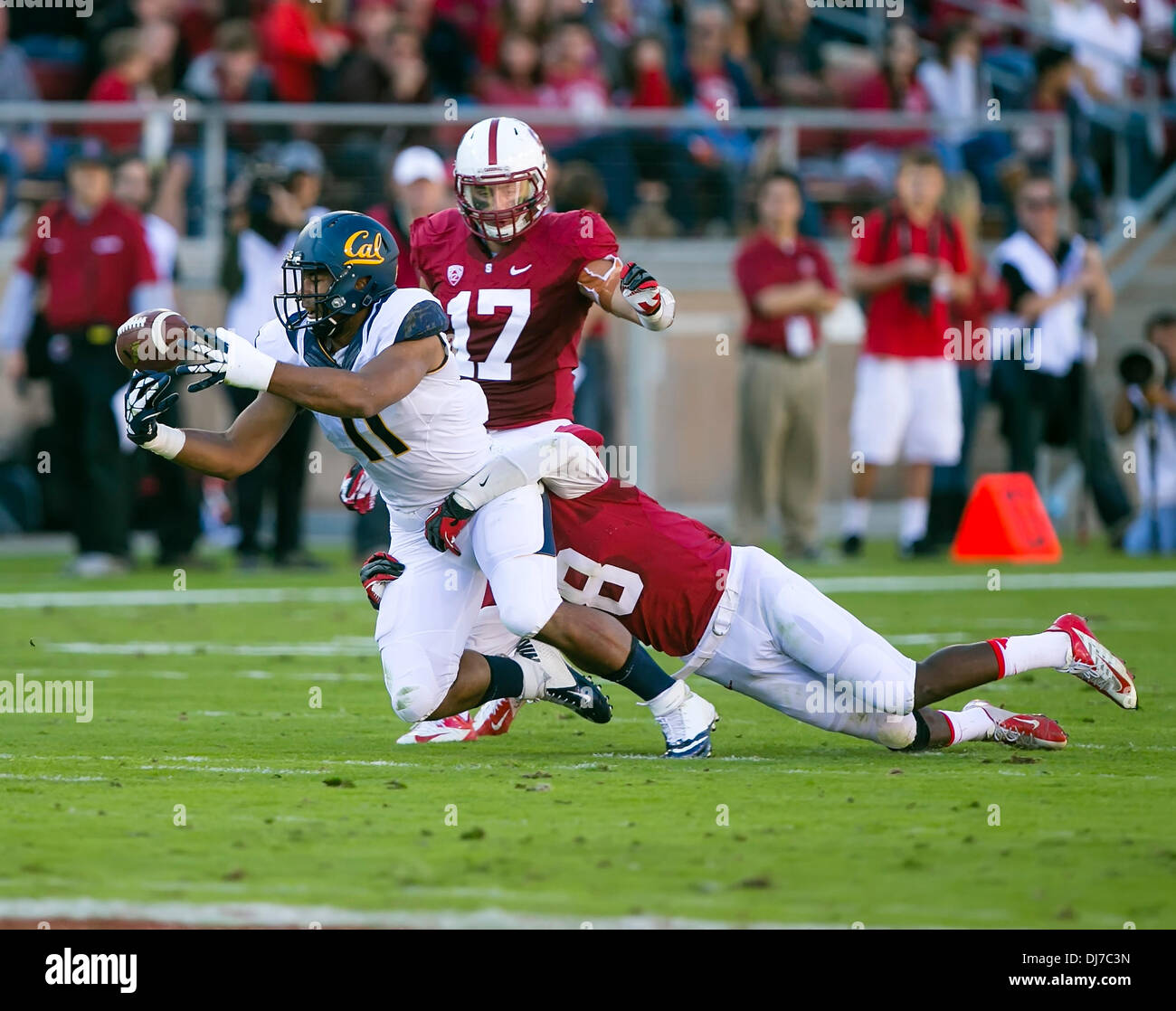 23 novembre 2013 : California Golden Bears wide receiver Richard Rodgers (11) en action au cours de la NCAA Football match entre le Stanford Cardinal et le California Golden Bears au stade de Stanford à Palo Alto, CA. Stanford en Californie mène 42-13 à la mi-temps. Damon Tarver/Cal Sport Media Banque D'Images