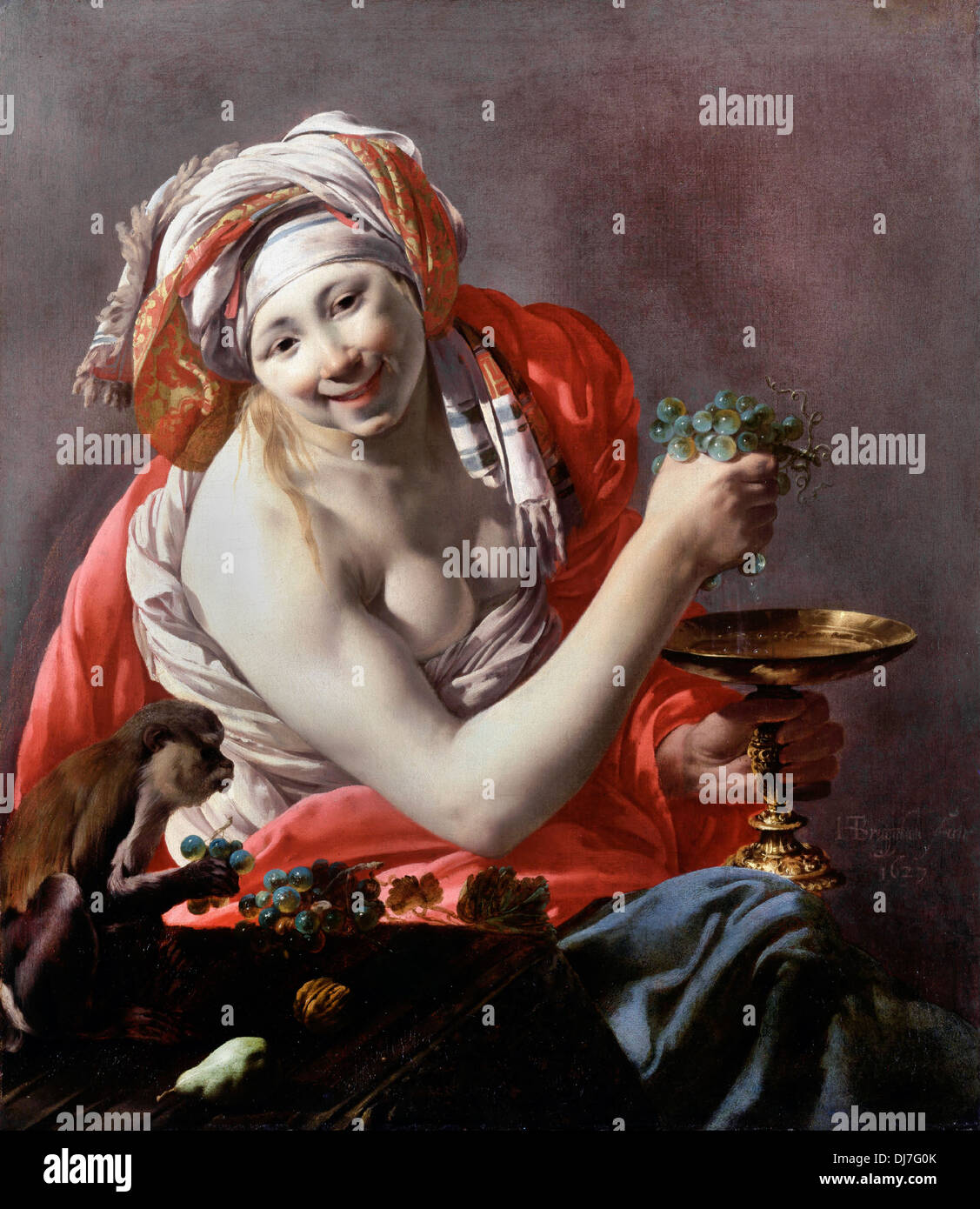 Hendrick ter Brugghen, Bacchante avec un EPA 1627 Huile sur toile. Le J. Paul Getty Museum. Banque D'Images