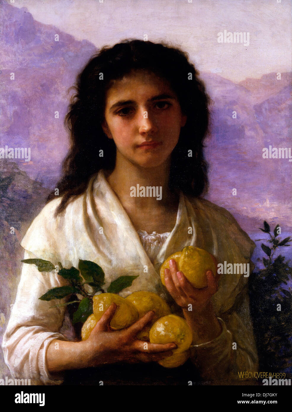 William-Adolphe Bouguereau, Girl Holding Citrons 1899 Huile sur toile. Musée d'Israël, Jérusalem. Banque D'Images
