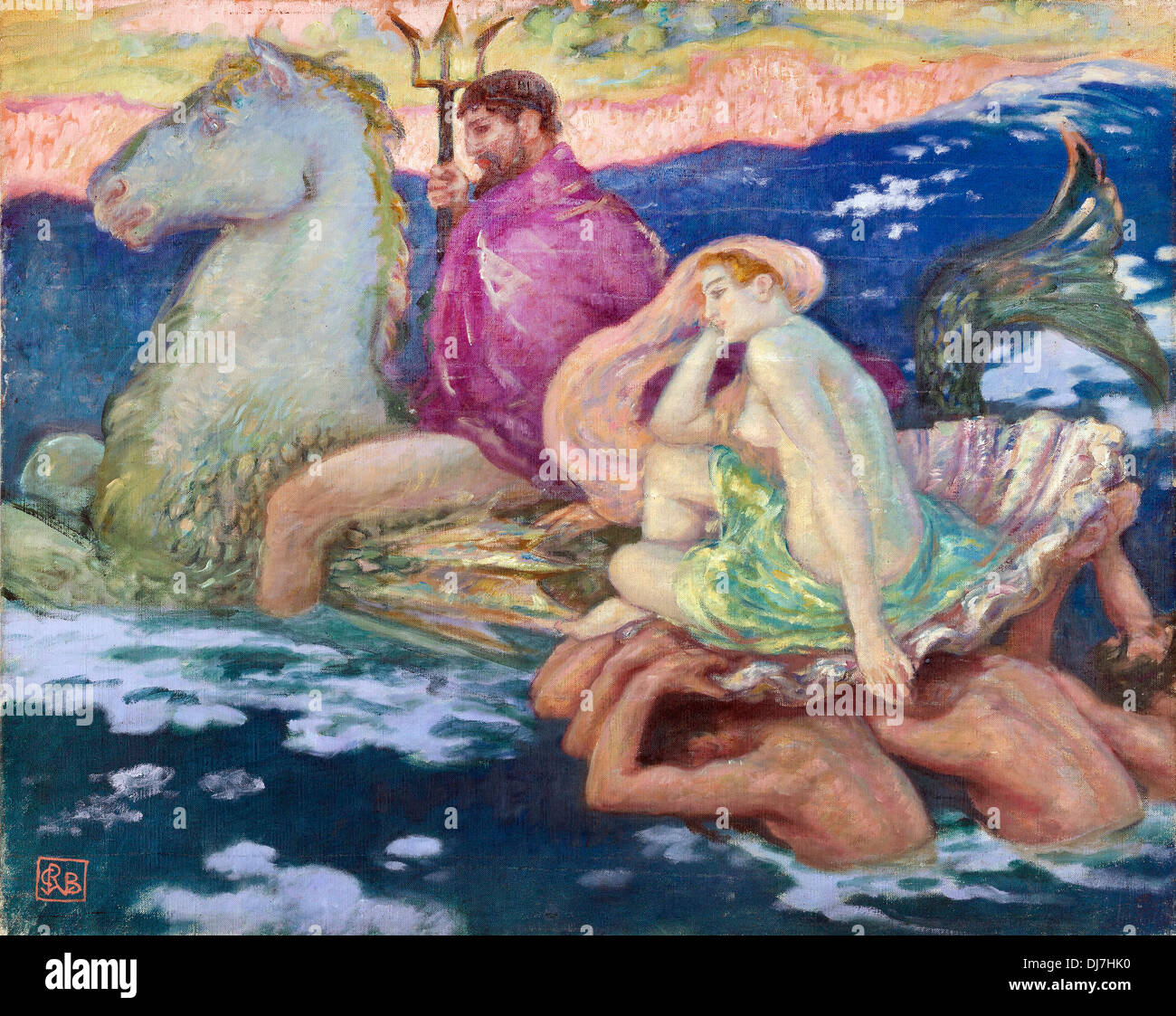 Rupert Bunny, Poséidon et Amphitrite. Vers 1913. Huile sur toile. National Gallery of Australia, Canberra, Australie. Banque D'Images