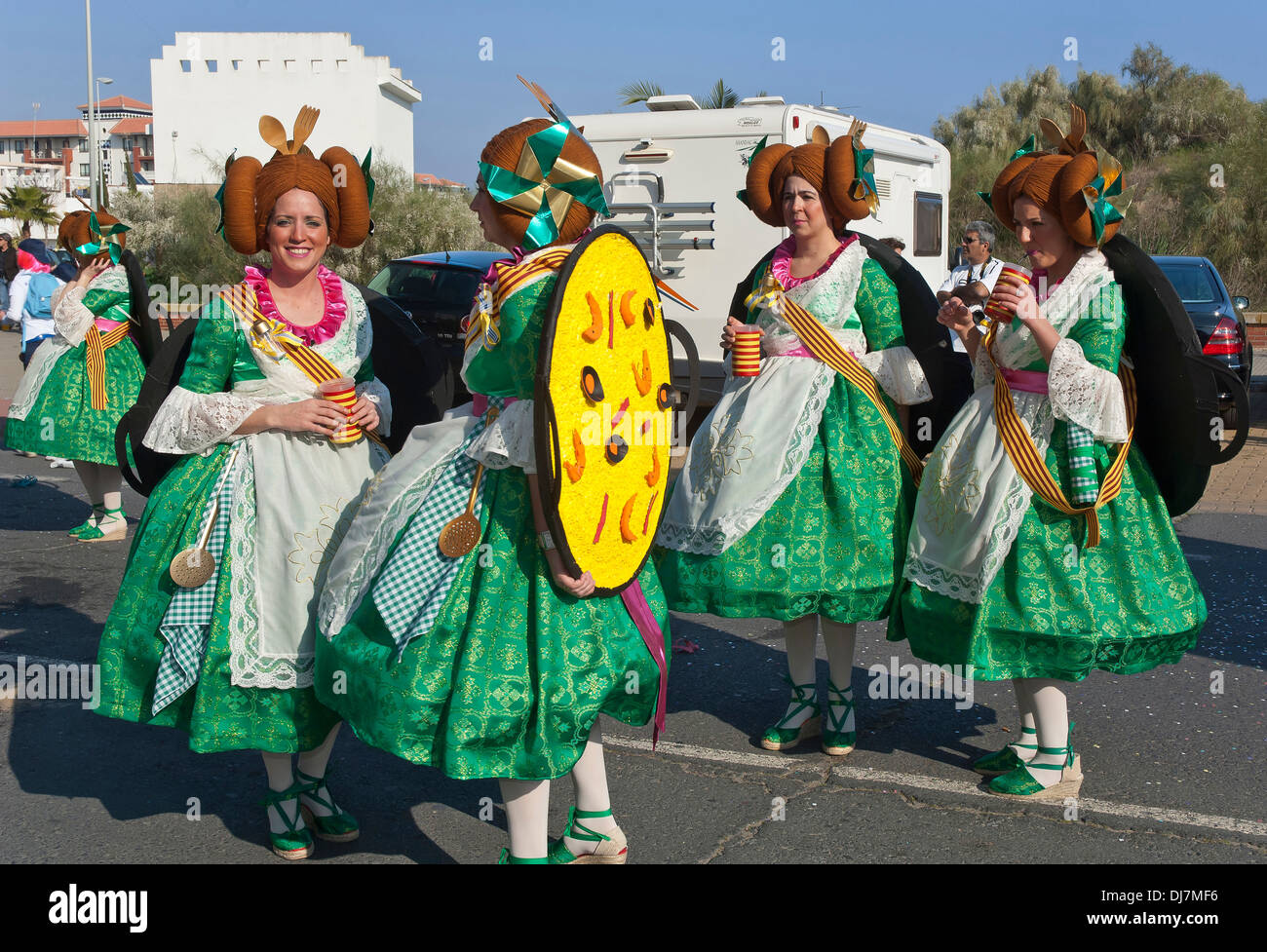 Le carnaval, les gens déguisés (Paella espagnole typique), Isla Cristina, Huelva-province, région d'Andalousie, Espagne, Europe Banque D'Images