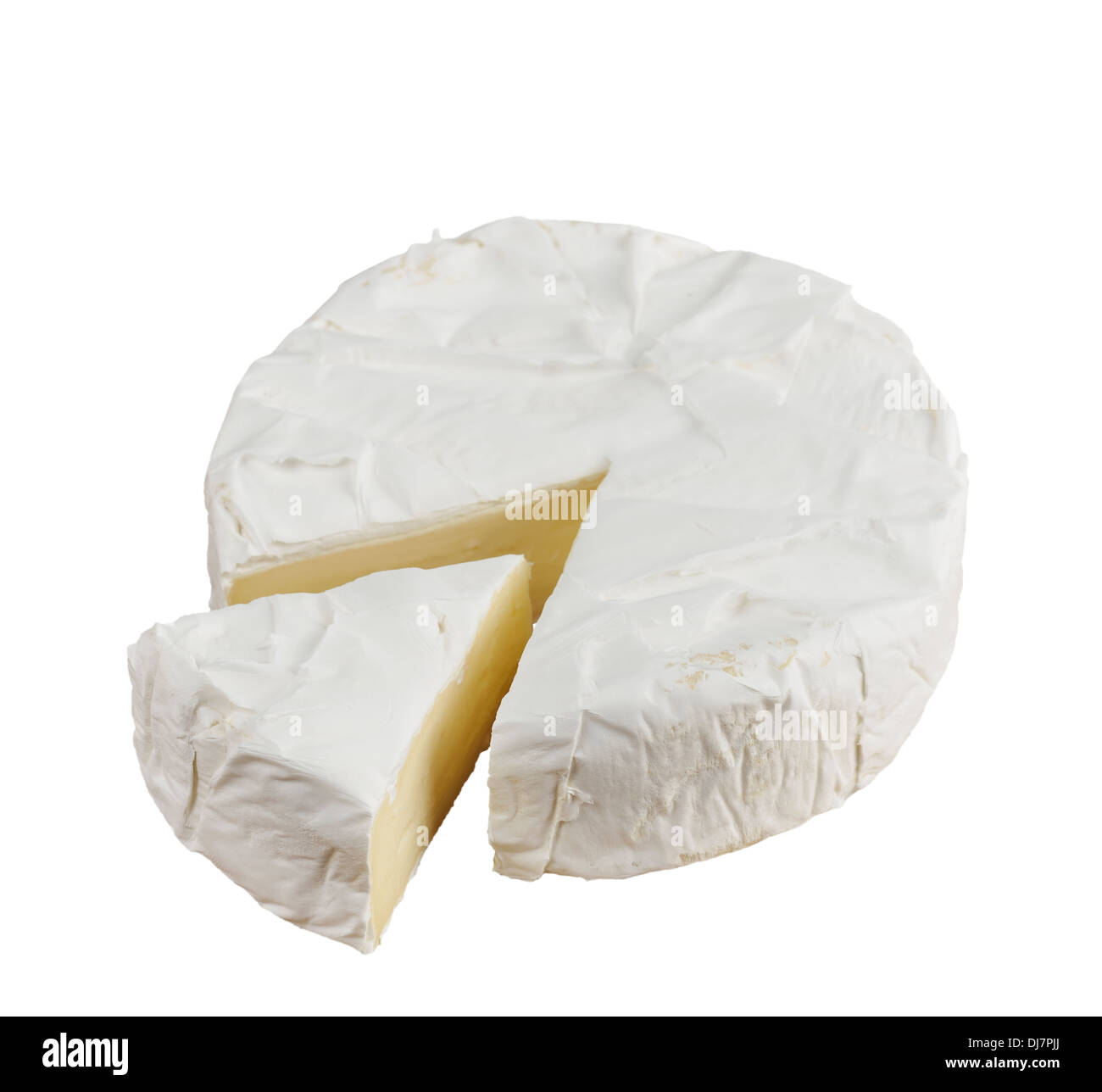Meule de fromage Brie Isolated On White Banque D'Images