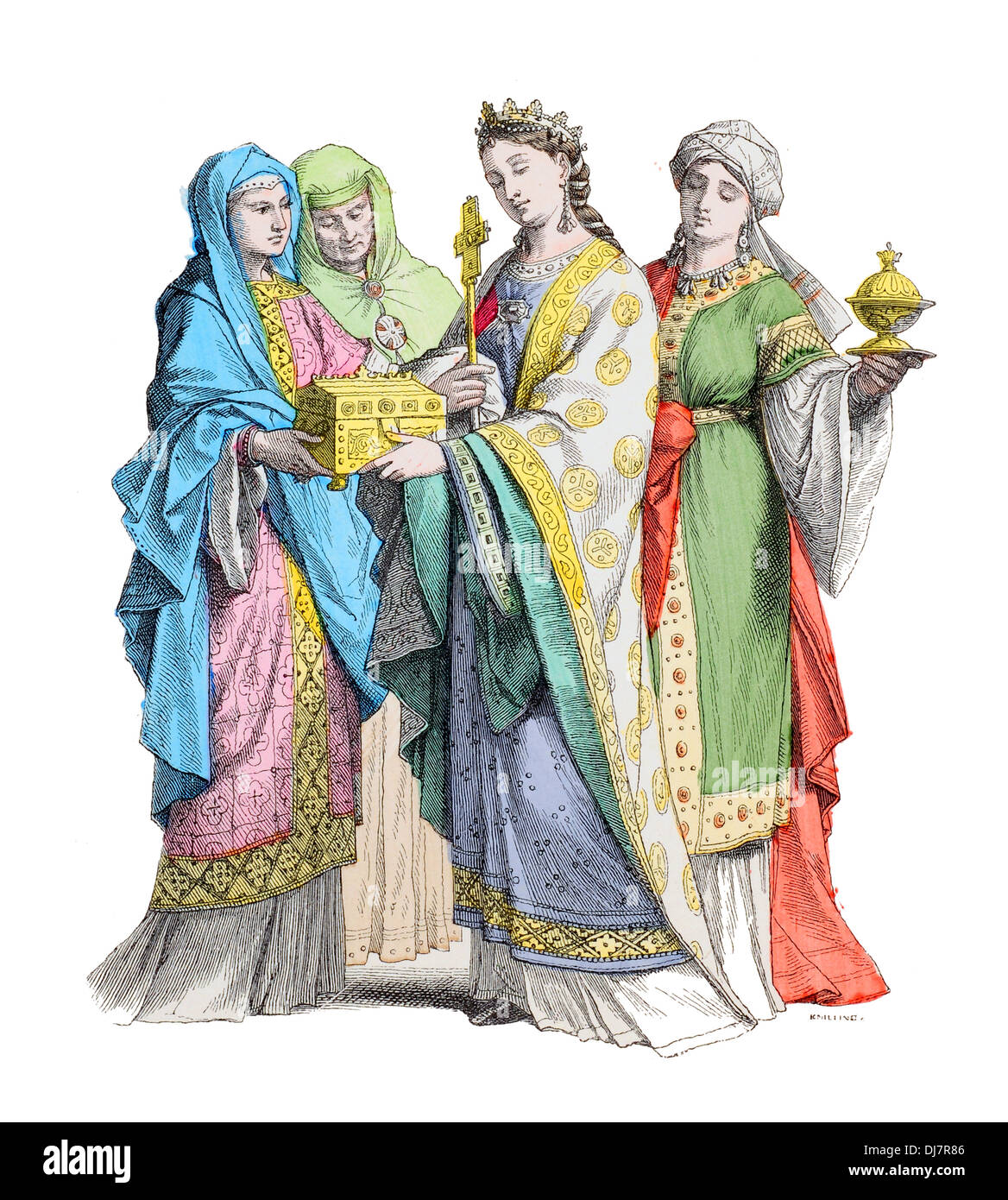 10e siècle X Francs Dames de rang Banque D'Images