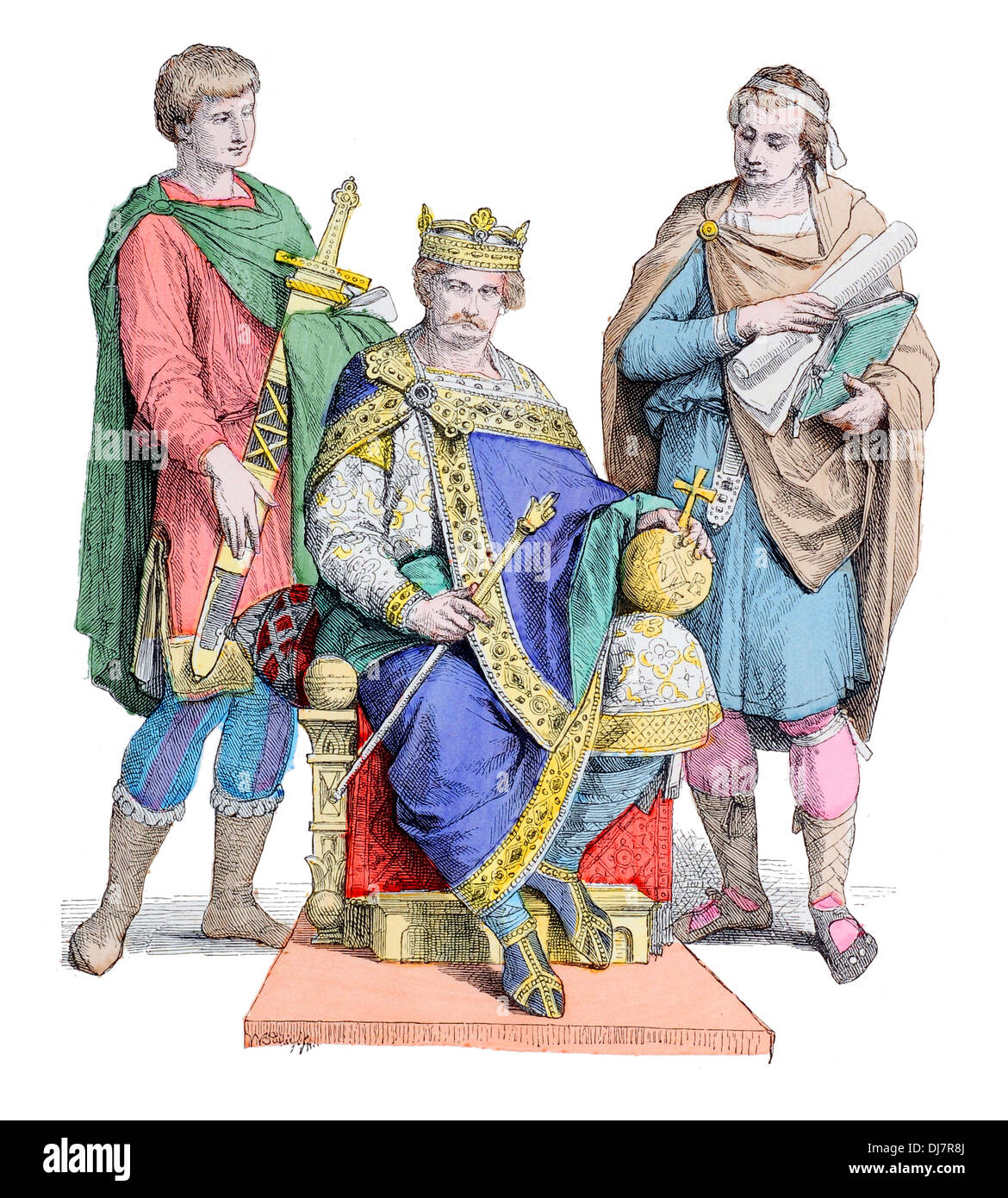10e siècle, Charles le Chauve, empereur romain et roi des Francs de l'Ouest, l'Italie et l'empereur du Saint Empire Romain Banque D'Images