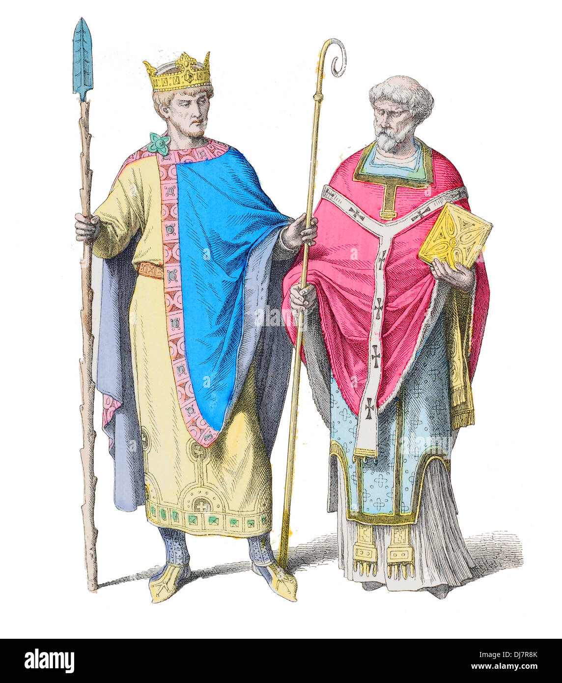 10e siècle X Allemagne Le Roi Henry II 2e saint empereur romain et un prêtre franque Banque D'Images