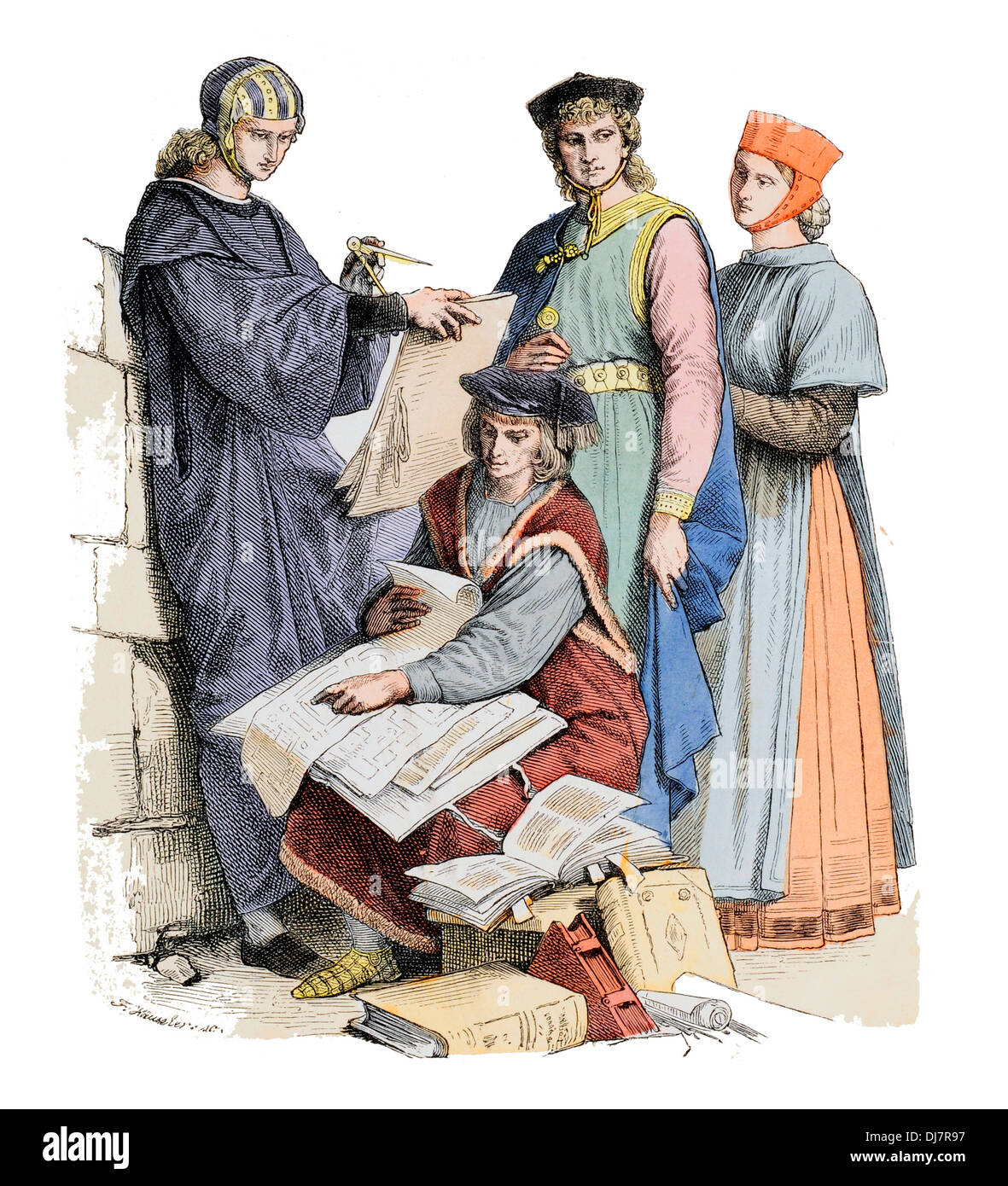 13e siècle XIII Allemagne Mesdames Townswoman, érudit italien et Banque D'Images