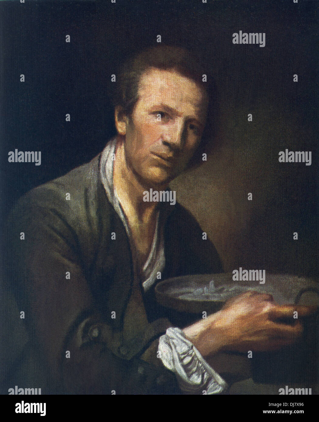 Ce tableau, intitulé Portrait d'Homme, est un très bon exemple de Jean Baptiste GREUZE comme portraitiste Banque D'Images