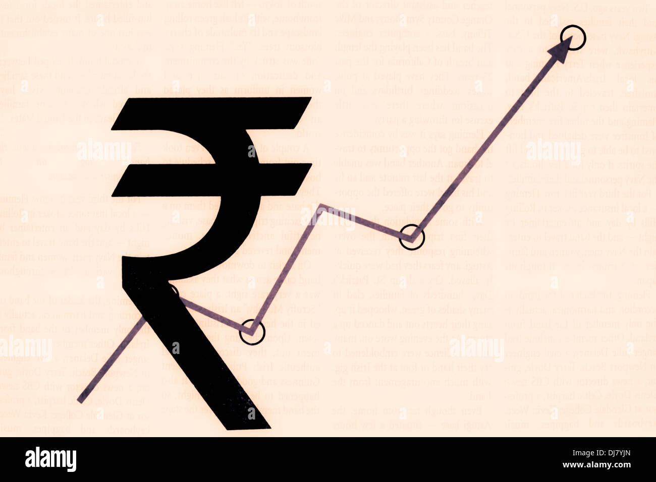 Rupee symbole avec la flèche graphique Banque D'Images