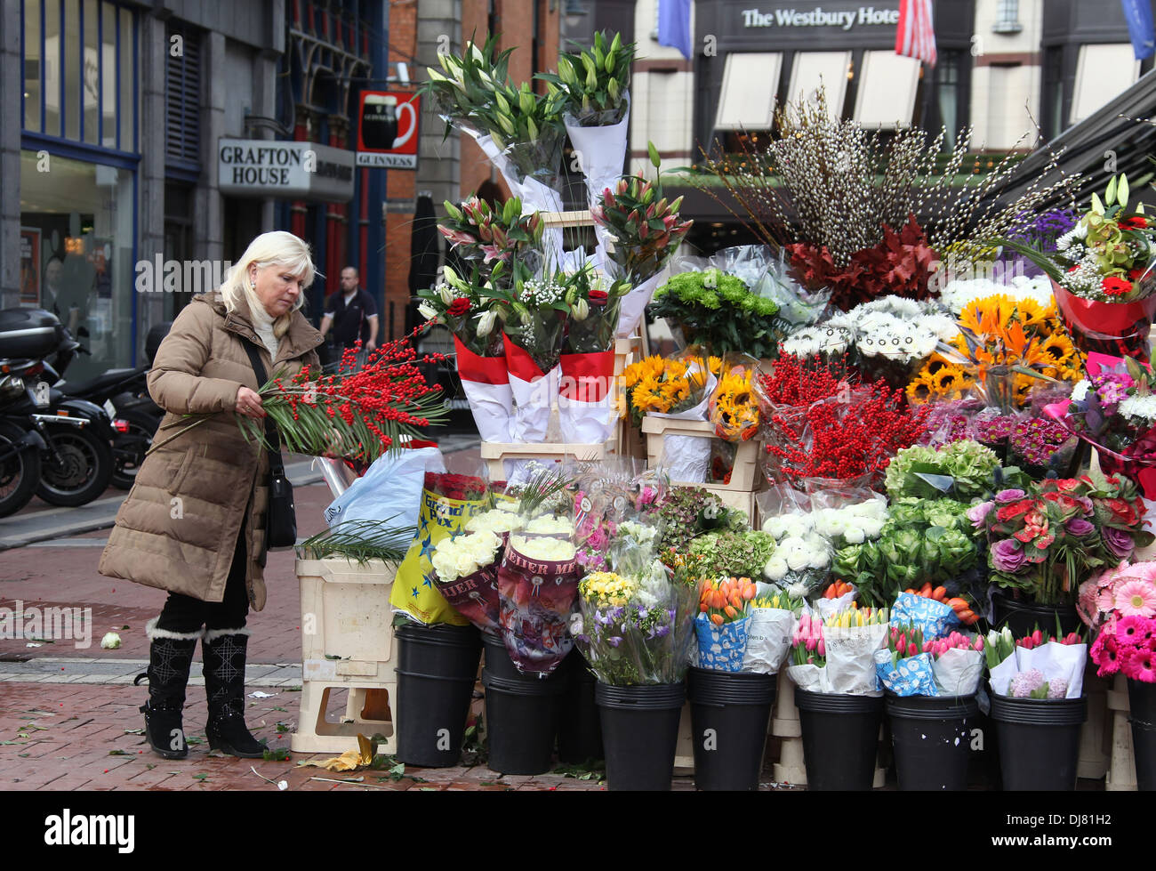 Flower Stall sur Grafton Street à Dublin Banque D'Images