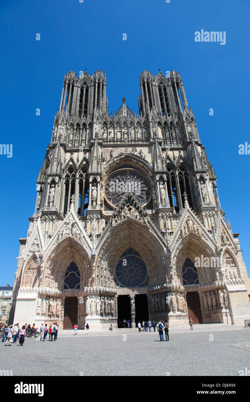 La Cathédrale de Reims en Champagne, France, le 3 juillet 2011. Banque D'Images