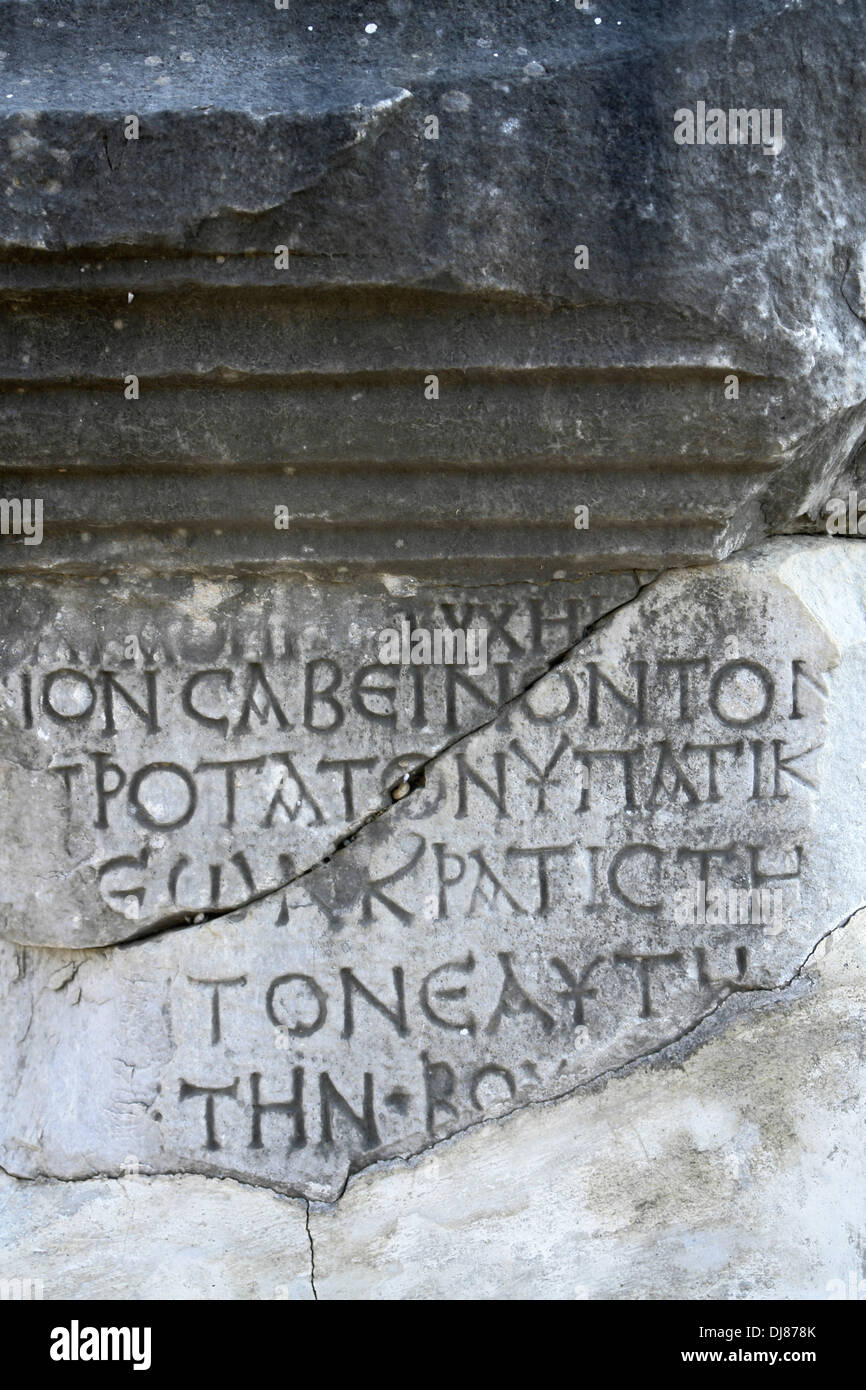 Ancienne Inscription (Iasos, Bodrum, Turquie) Banque D'Images