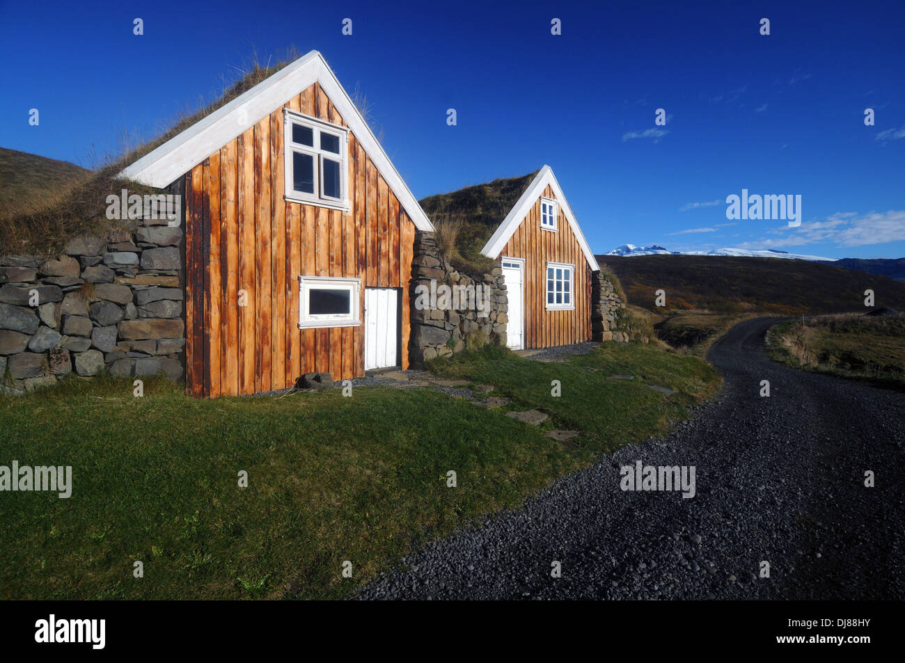 La chambre maisons du village de sel, Parc national du Vatnajökull, Islande Banque D'Images