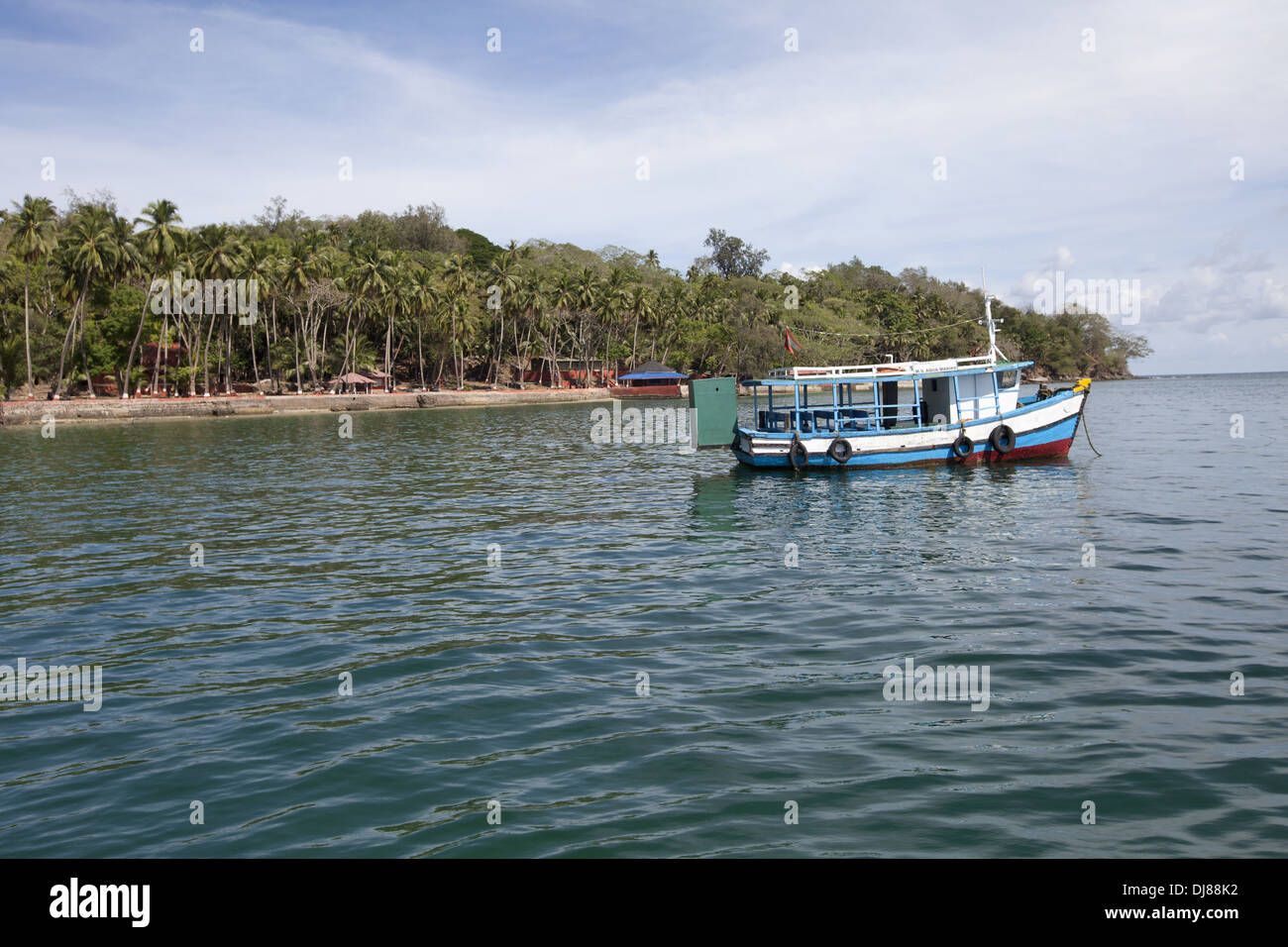 Seascape de l'île de Ross, la mer d'Andaman Port Blair, Inde Banque D'Images