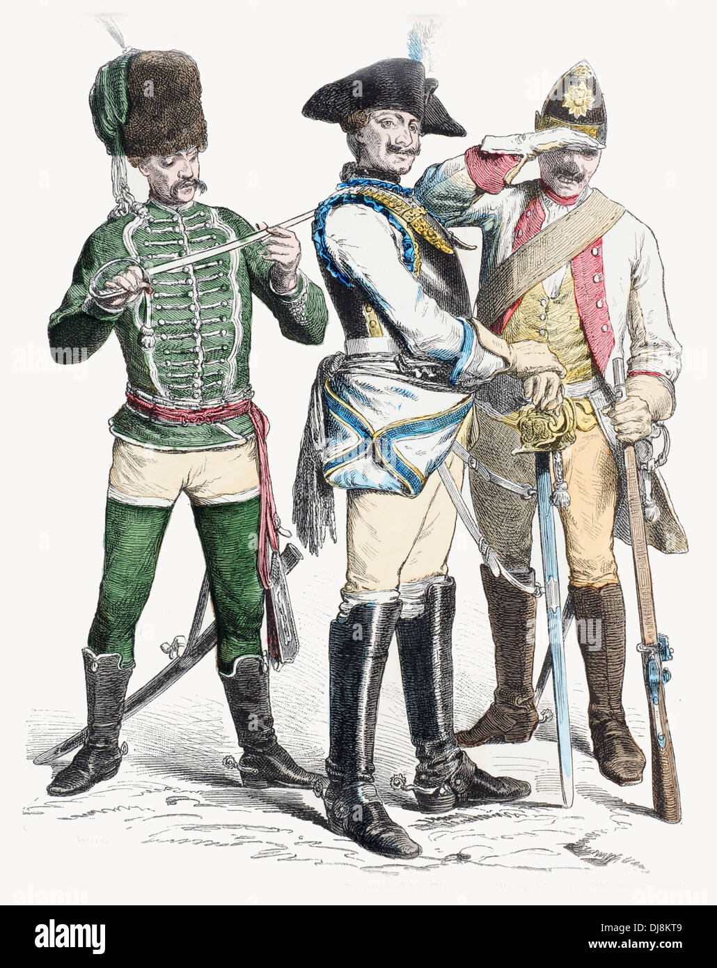 Officier de hussards et de cuirassiers prusse Grenadier à cheval Banque D'Images