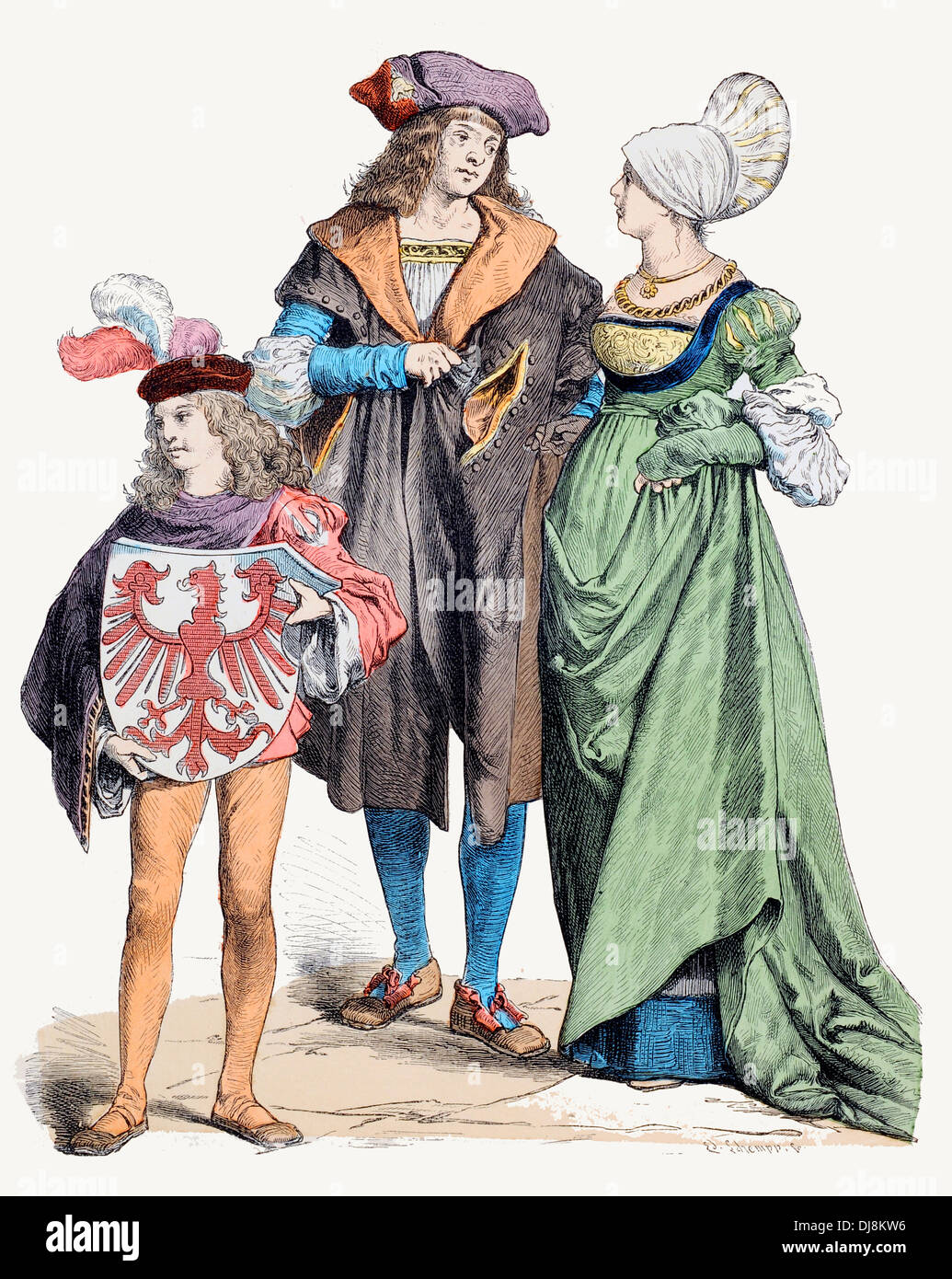 16e siècle XVI citoyens allemands dress Banque D'Images