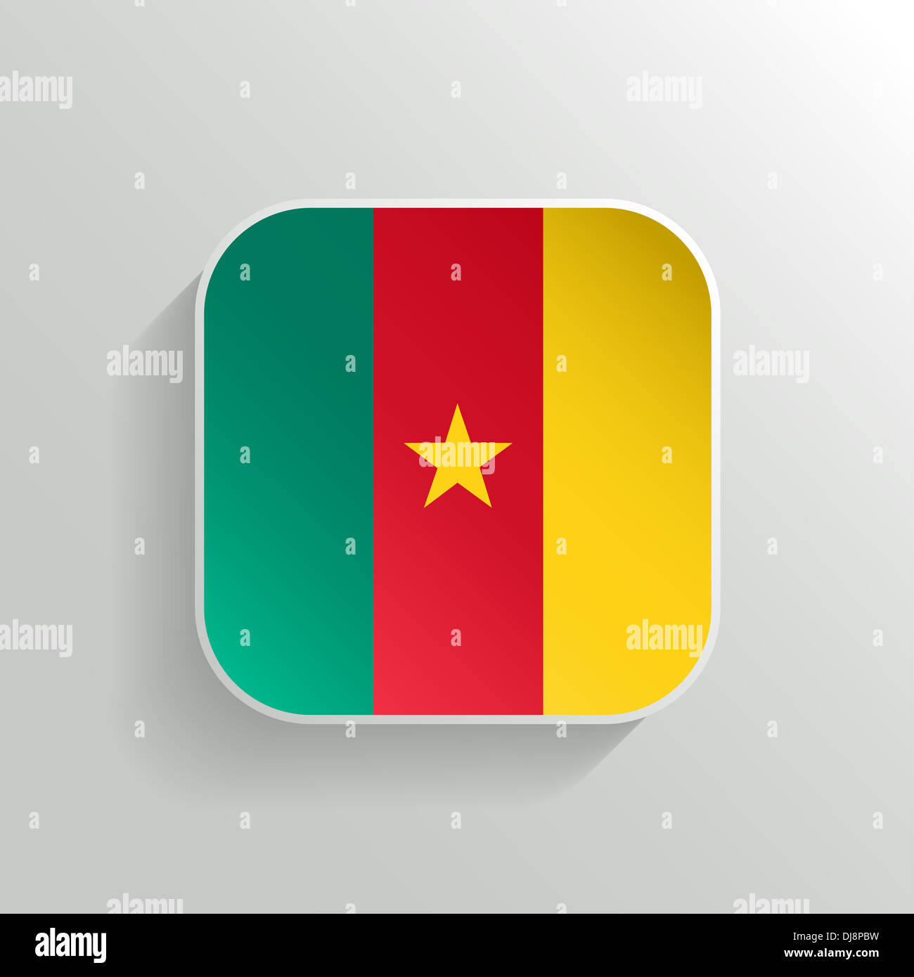 - Bouton icône drapeau Cameroun sur fond blanc Banque D'Images