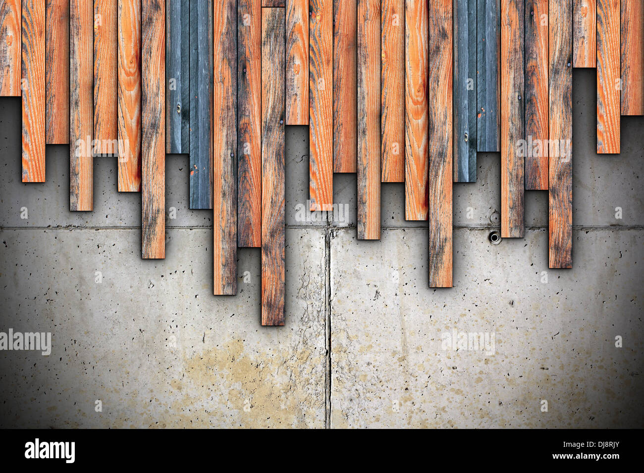 Les matériaux de l'architecture détaillée sur site, grungy bandes montage sur béton Banque D'Images