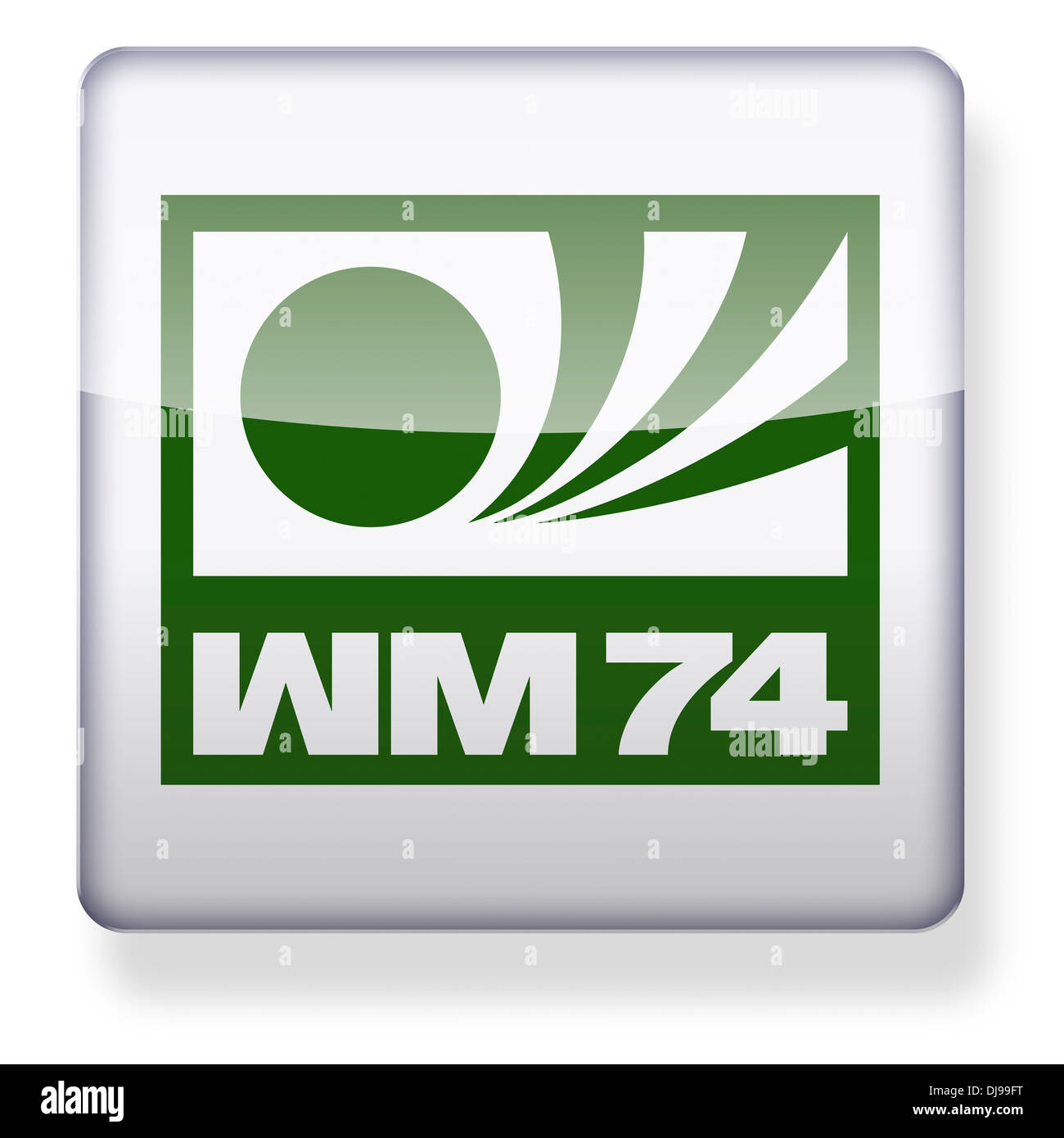 L'Allemagne de l'Ouest 1974 logo de la Coupe du monde comme une icône de l'application. Chemin de détourage inclus. Banque D'Images