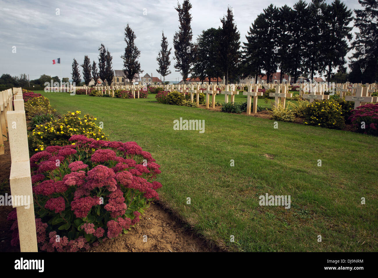 Cimetière de guerre français à Cerny-en-Laonnois Banque D'Images