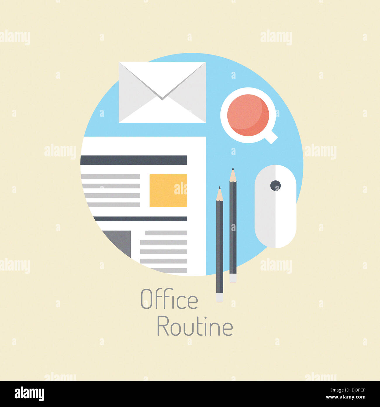 Modèle plat illustration concept de flux de travail de bureau moderne, style de vie et d'affaires de l'activité quotidienne du bureau de routine poster Banque D'Images