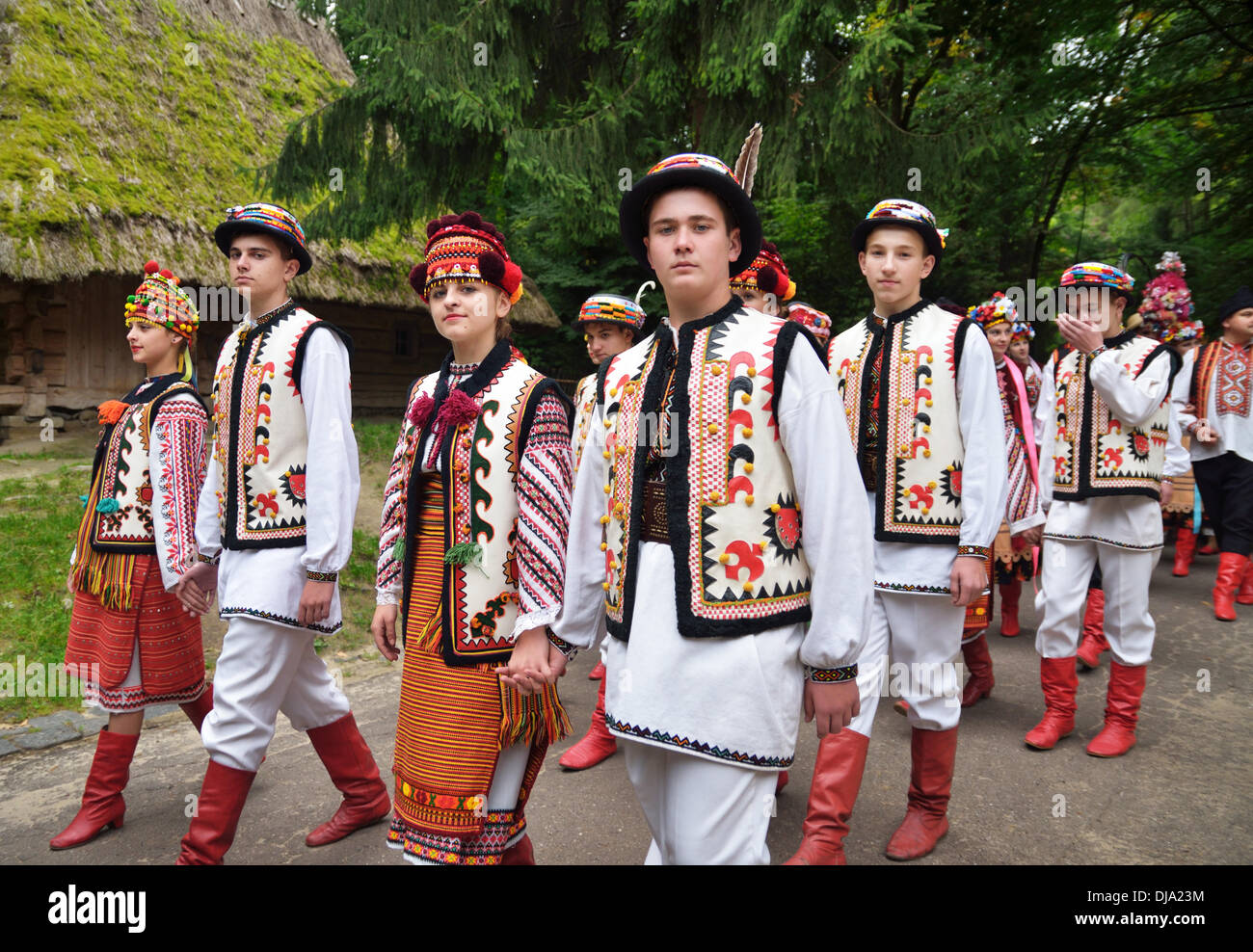 Le Vereteno Art authentique Festival présente des traditions ukrainiennes, Lviv, Ukraine Banque D'Images