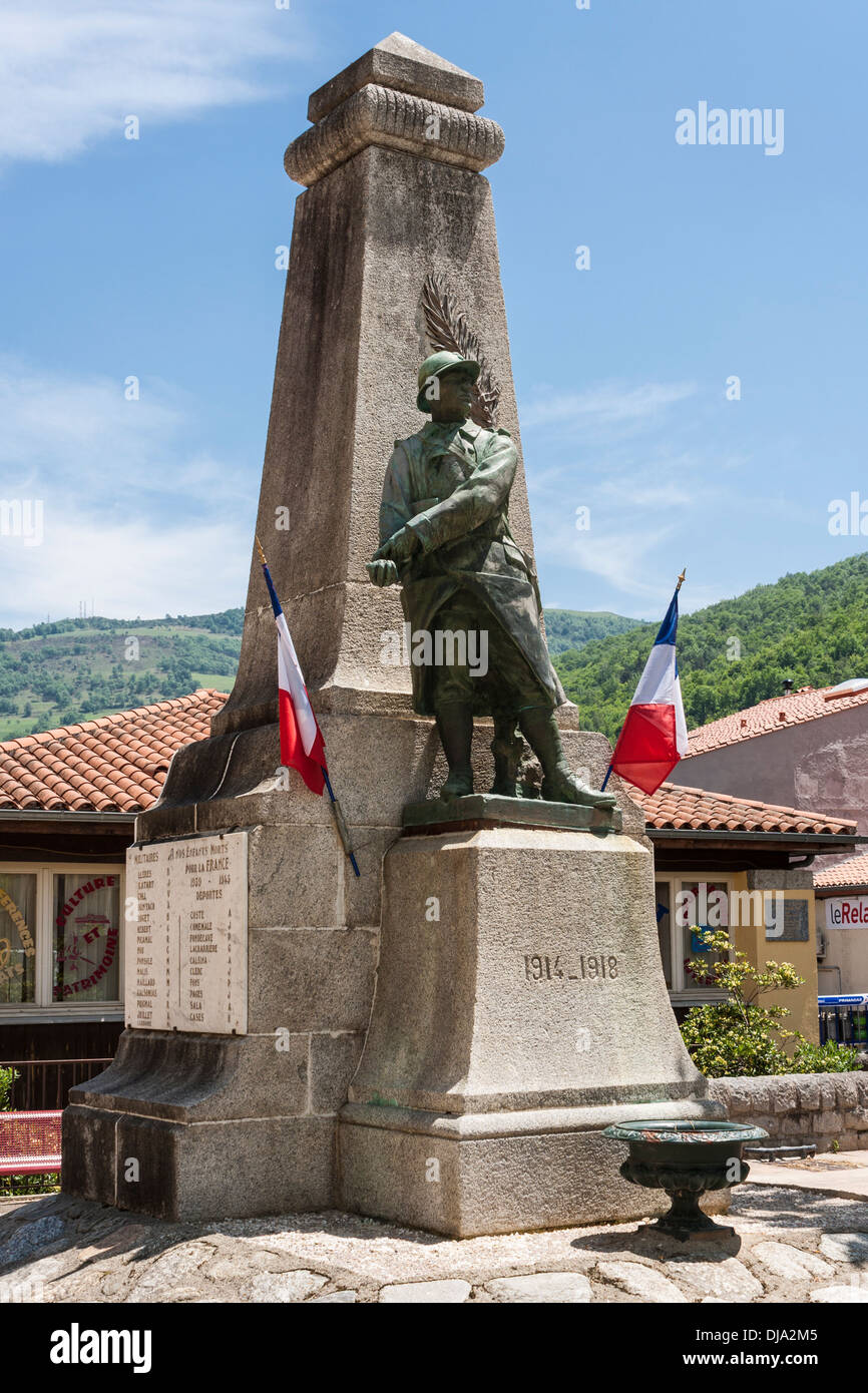 War Memorial, Prats-de-Mollo-la-Preste, Languedoc-Roussillon, Pyrénées-Orientales, France. Banque D'Images