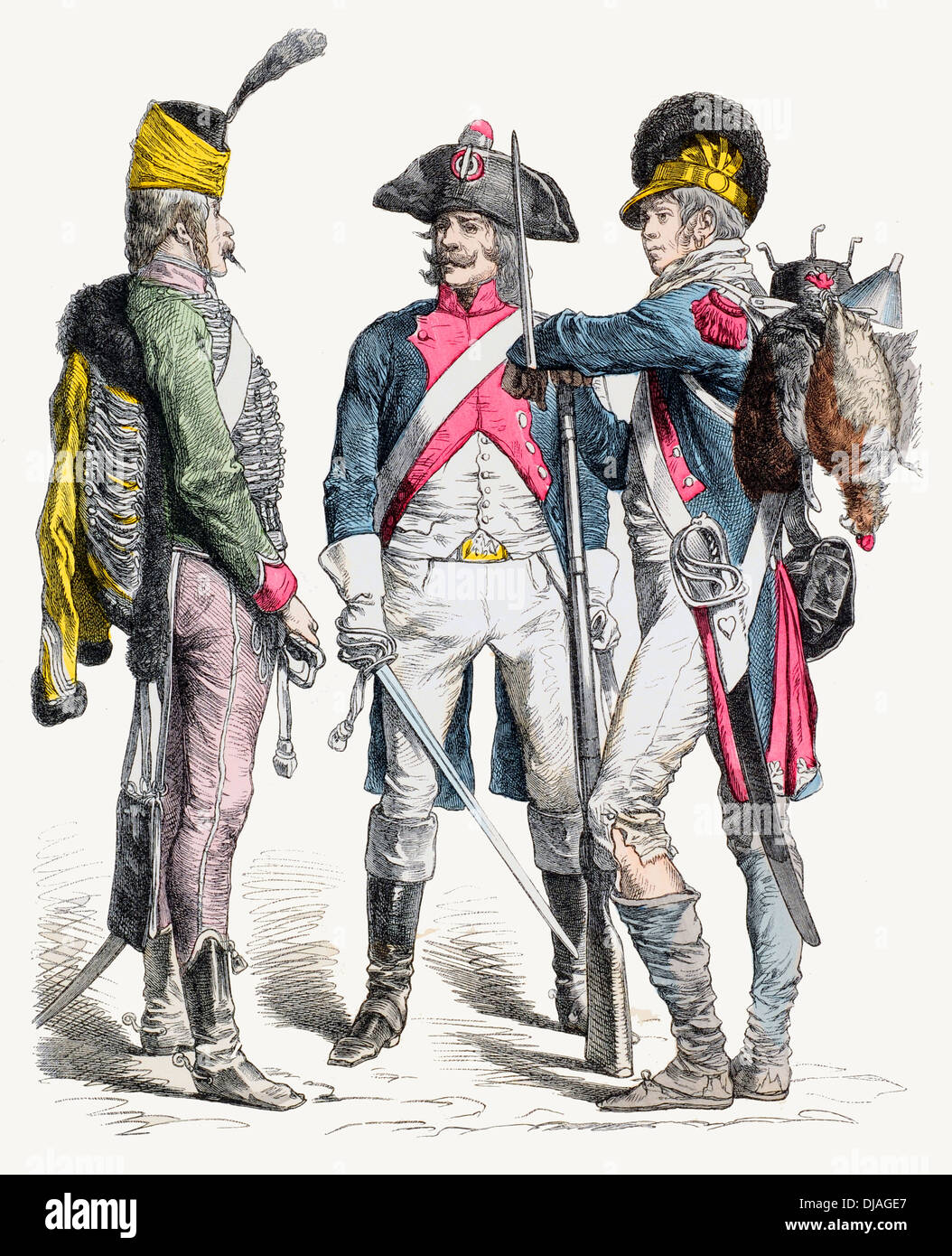 Fin du 18e siècle XVIII Huzar Français 1795 1795 1796 cavalerie infanterie Banque D'Images