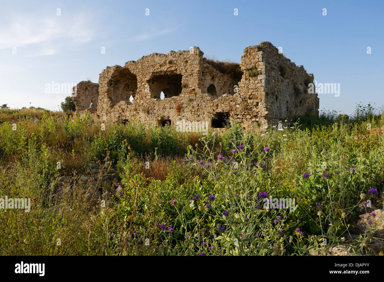 L'hôpital depuis le 6ème siècle, ancienne ville de Side, Pamphylia, Antalya Province, Turkey Banque D'Images