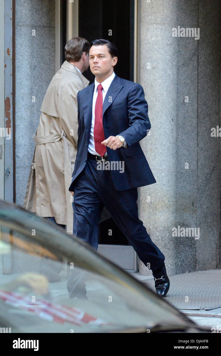 Leonardo DiCaprio tournage des scènes "Le Loup de Wall Street" à Manhattan,  New York City, USA - 25.08.12 Photo Stock - Alamy