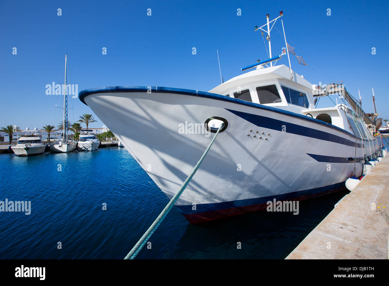 Marina de Formentera trawler bateaux de pêche dans les îles Baléares Banque D'Images