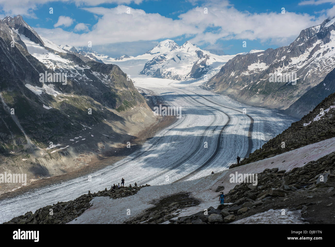 Glacier d'Aletsch, classé au Patrimoine Mondial de l'UNESCO Alpes Suisses  Jungfrau-Aletsch, Alpes Bernoises, Valais, Suisse Photo Stock - Alamy