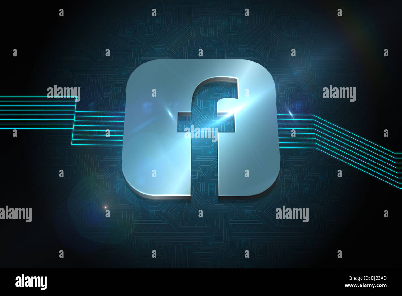 L'icône des médias sociaux brillant sur fond noir Banque D'Images