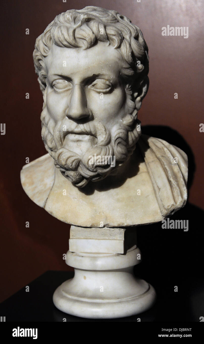 Metrodorus de Lampsaque (le jeune) (331-278 avant J.-C.). Philosophe grec. Buste. Copie romaine du 1er siècle après un original grec. Banque D'Images