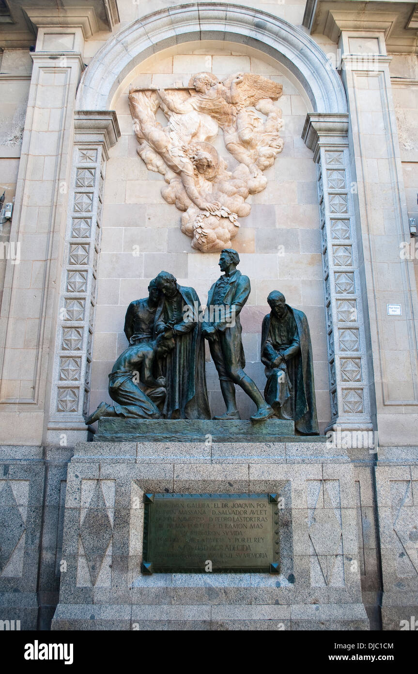 Sculptures à l'arrière de la Cathédrale, Barcelone, Espagne Banque D'Images