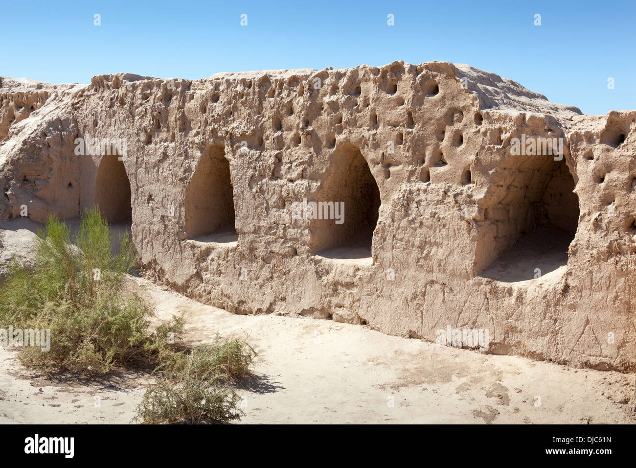 Un mur à Toprak Kala, Ellik Kala, Khorezm, Ouzbékistan Banque D'Images