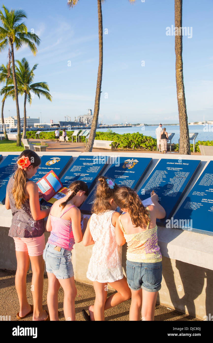 Pearl Harbour Centre de visiteurs, la seconde guerre mondiale, la Vaillance dans la Pacific National Monument, Oahu, Hawaii Banque D'Images