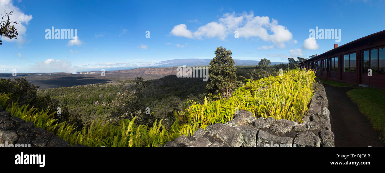 Halemaumau cratère du volcan House, Kilauea Volcano, HVNP, Big Island d'Hawaii Banque D'Images