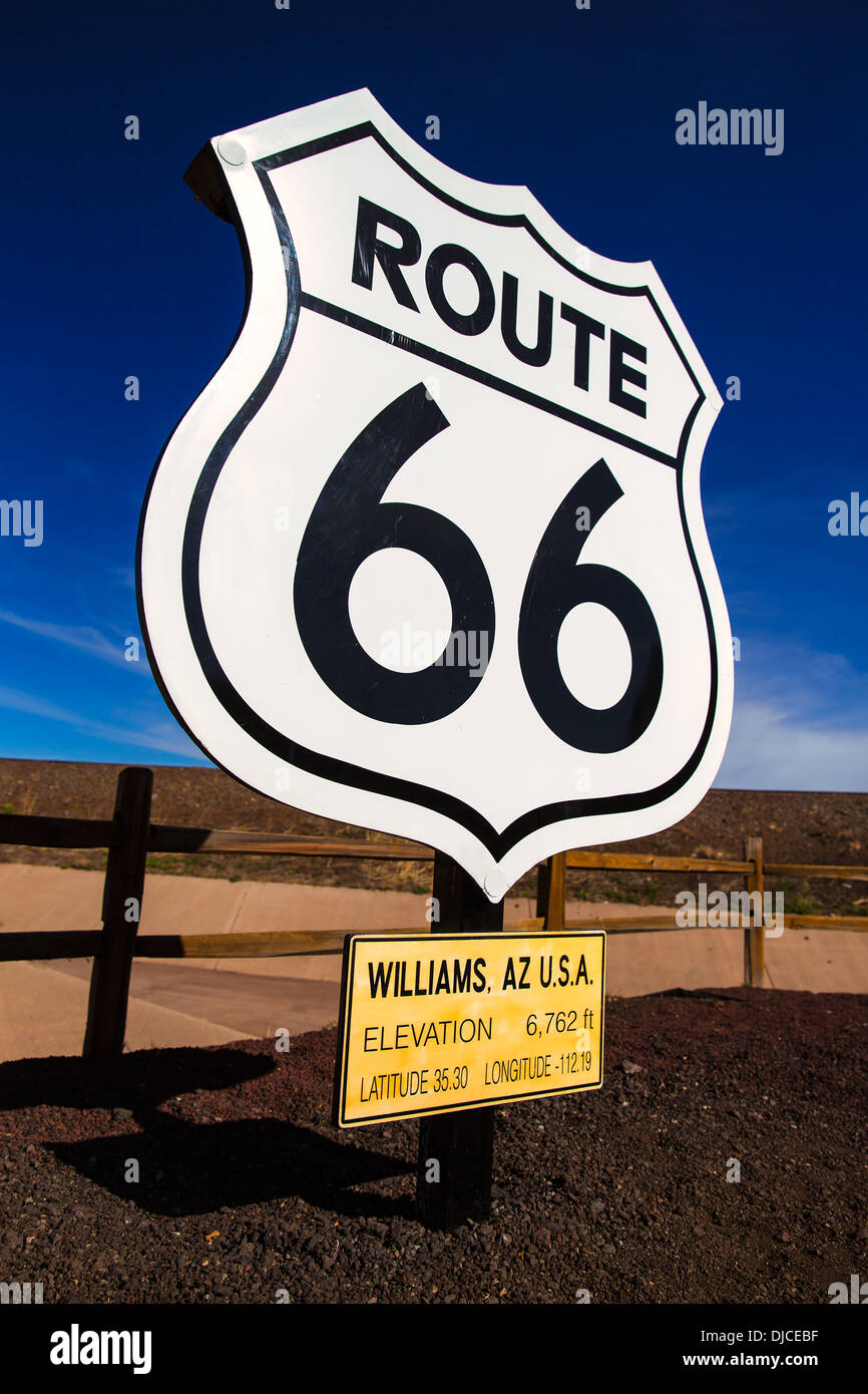 Inscrivez-vous sur la route 66 à Williams Arizona USA Banque D'Images